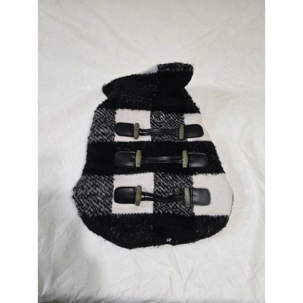 Hotel Doggy Black\White Plaid Dog Coat Size XS